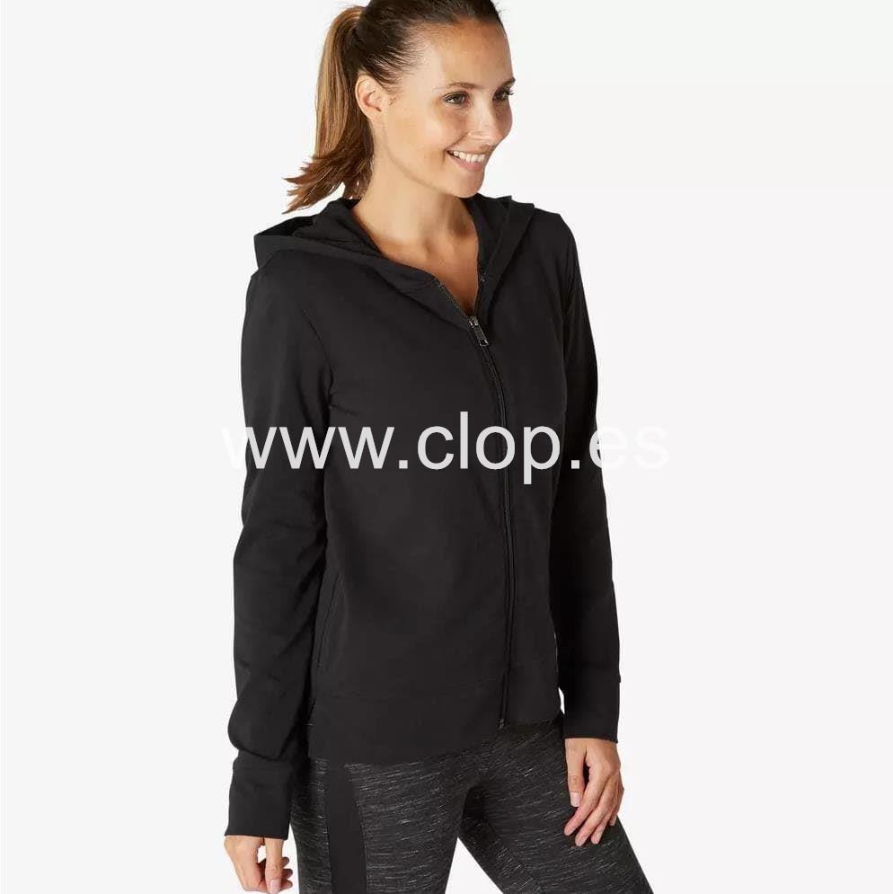 Sudadera con cremallera y capucha negra - Imagen 1